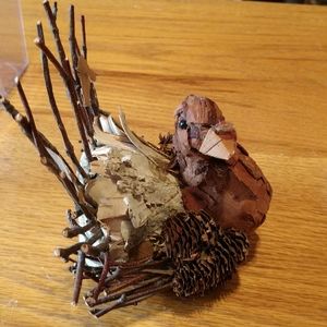 THANKSGIVING FOLKART TURKEY Pinecone Twig & Leaf Gobbler NWT